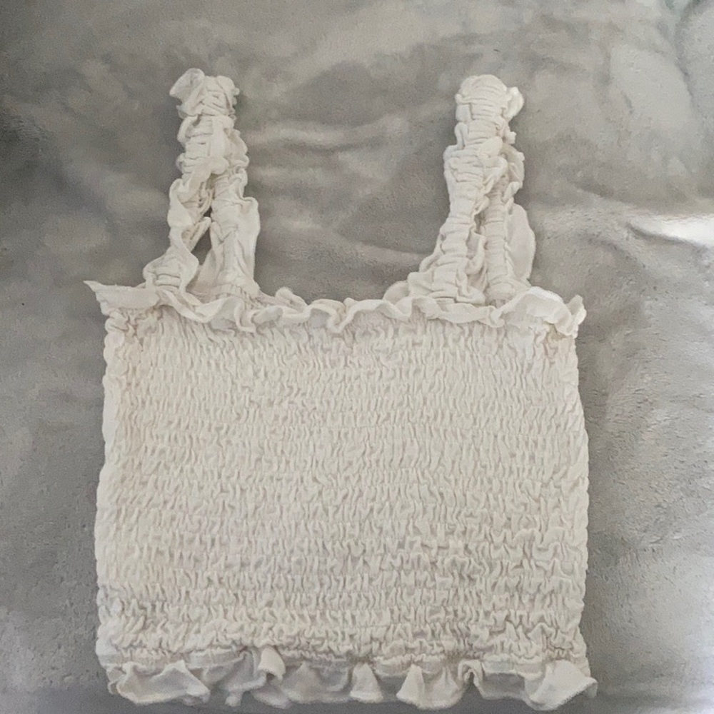 White ruffle tank top